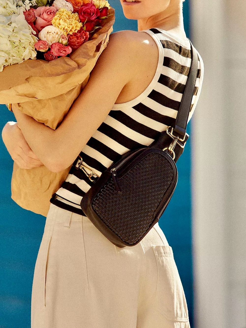 Anthropologie Woven Liberty Sling Cross Body Bag